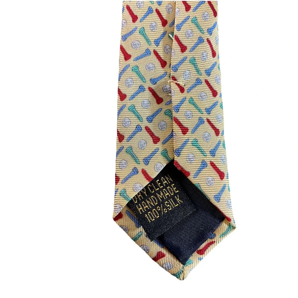 Alynn Golf Tees & Balls Necktie Mens‎ One Size Yellow Excellent Silk Novelty Tie